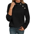 thumbnail image 1 of Womens Long Sleeve Sweatshirts Novelty Quilted Button High Neck Textured Shirts 2025 Fall Winter Casual Fashion Pullover Tops, 1 of 6