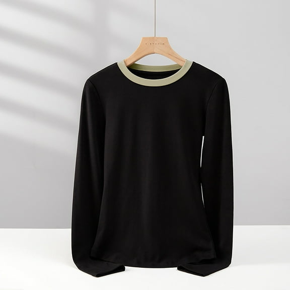 Womens Long Sleeve T Shirt Crewneck Color Block Casual Shirts