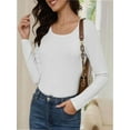 thumbnail image 1 of Womens Long Sleeve T Shirt Scoop Neck Shirts Skinny Fitted Casual Basic Tops, 1 of 5