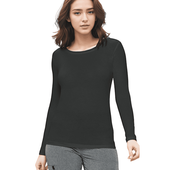 Womens Long Sleeve T Shirt With Super-Soft Stretch Fabric Round Neck T-Shirts