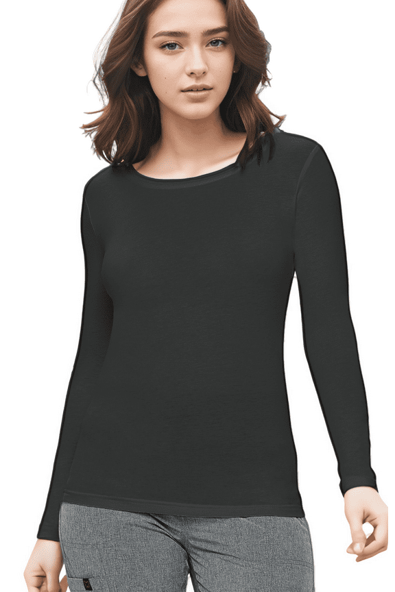 Womens Long Sleeve T Shirt With Super-Soft Stretch Fabric Round Neck T-Shirts