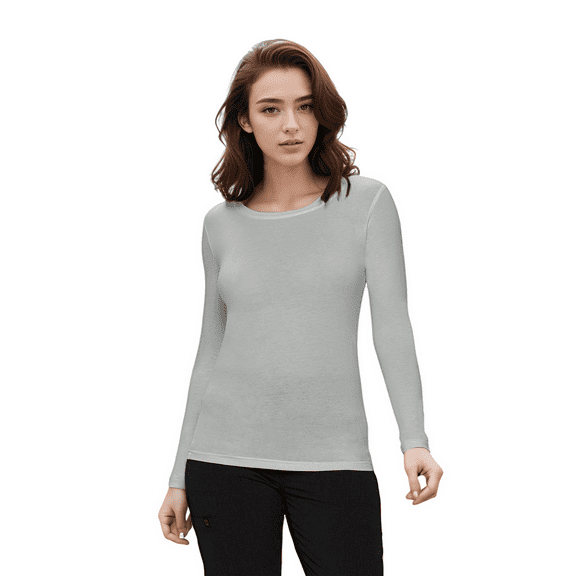 Womens Long Sleeve T Shirt With Super-Soft Stretch Fabric Round Neck T-Shirts