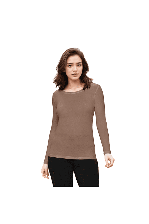 Womens Long Sleeve T Shirt With Super-Soft Stretch Fabric Round Neck T-Shirts