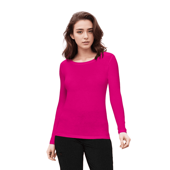 Womens Long Sleeve T Shirt With Super-Soft Stretch Fabric Round Neck T-Shirts