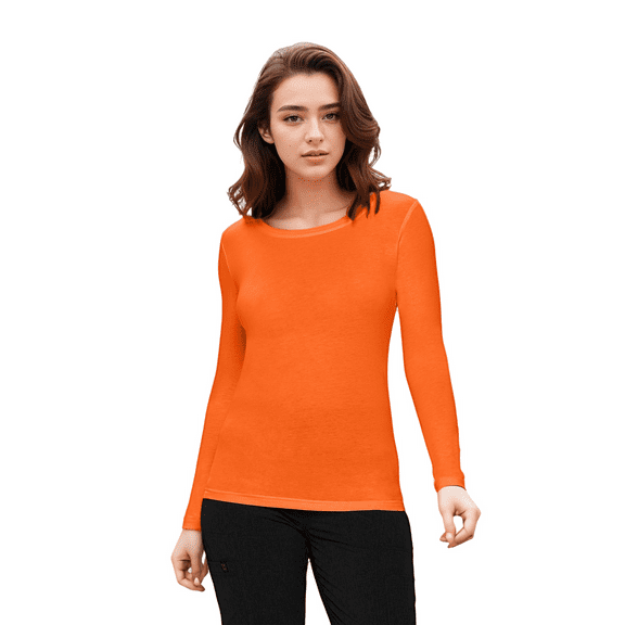 Womens Long Sleeve T Shirt With Super-Soft Stretch Fabric Round Neck T-Shirts