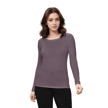Womens Long Sleeve T Shirt With Super-Soft Stretch Fabric Round Neck T-Shirts