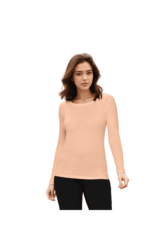 Womens Long Sleeve T Shirt With Super-Soft Stretch Fabric Round Neck T-Shirts