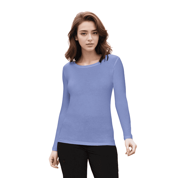 Womens Long Sleeve T Shirt With Super-Soft Stretch Fabric Round Neck T-Shirts