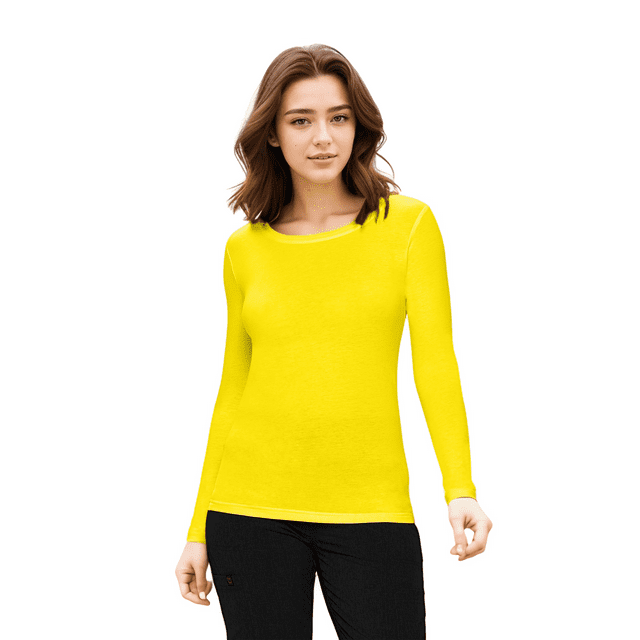 Womens Long Sleeve T Shirt With SuperSoft Stretch Fabric Round Neck T