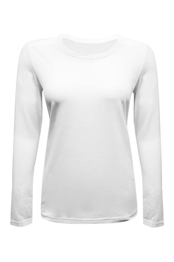 Womens Long Sleeve T Shirt With Super-Soft Stretch Fabric Round Neck T-Shirts