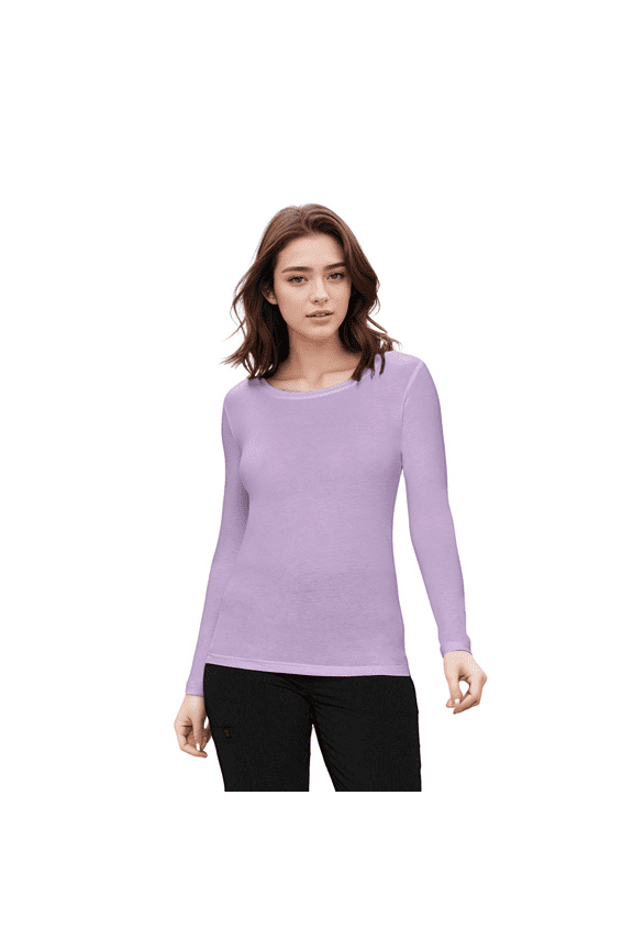 Womens Long Sleeve T Shirt With Super-Soft Stretch Fabric Round Neck T-Shirts