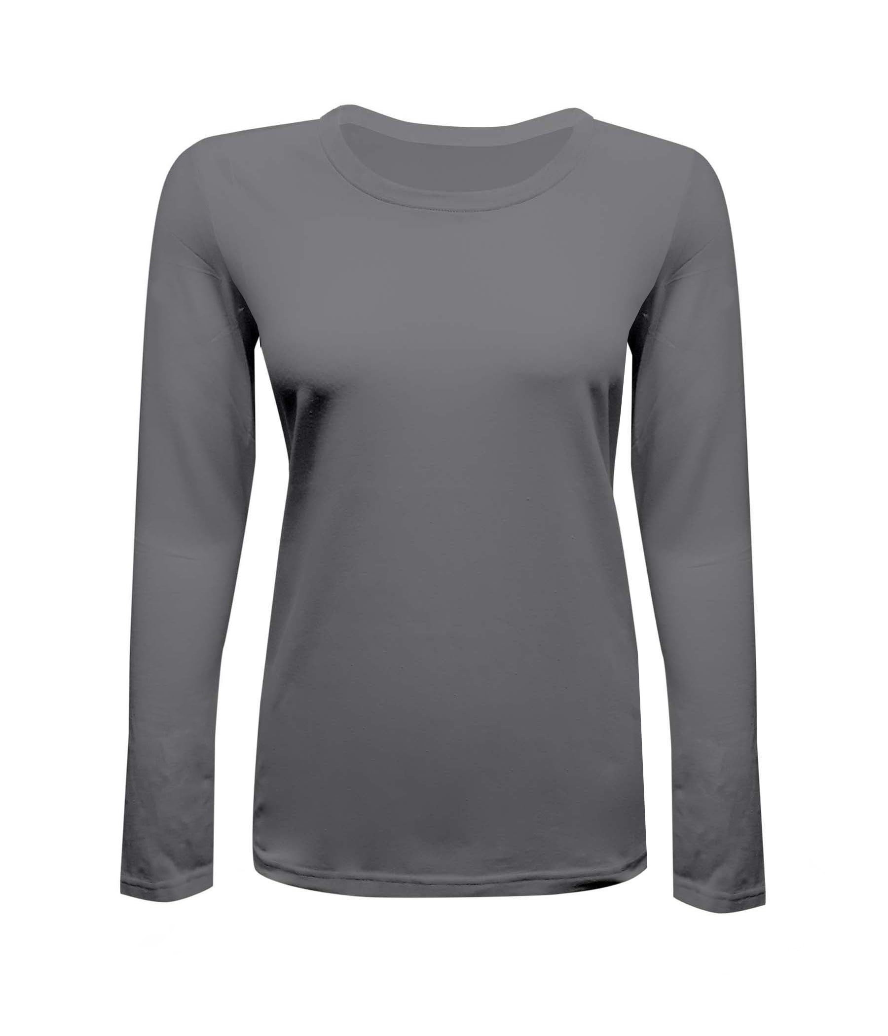 Womens Long Sleeve T Shirt With Super-Soft Stretch Fabric Round Neck T ...