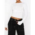 thumbnail image 1 of Womens Long Sleeve T Shirts Basic Scoop Neck Crop Tops Casual Slim Fitted Clothes Thermal Tee, 1 of 6