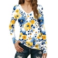 thumbnail image 1 of Womens Long Sleeve T Shirts Casual V Neck Graphic Printed Slim Fit Basic Tee Comfy Pullover Tunic Tops (XL, Yellow), 1 of 7