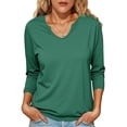 thumbnail image 1 of Womens Long Sleeve T-Shirts Casual V Neck Loose Fit Shirts 2025 Fall Lightweight Basic Tees, 1 of 6