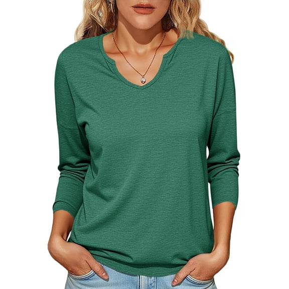 Womens Long Sleeve T-Shirts Casual V Neck Loose Fit Shirts 2025 Fall Lightweight Basic Tees