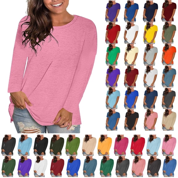 Womens Long Sleeve T Shirts Fall Fashion 2025 Basic Crop Tops Going Out Outfits,CA Purple,S