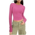 thumbnail image 1 of Womens Long Sleeve T Shirts Fall Fashion 2025 Basic Slim Fit Crop Tops Going Out Outfits Y2k Clothes, 1 of 5