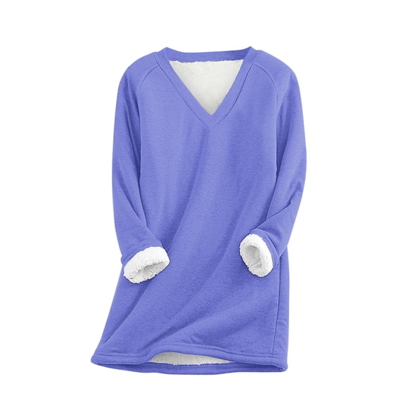 Womens Long Sleeve T Shirts Plus Size Clearance Tops Women Under $10 Plus Raglan Thickened Velvet Lamb Wool Warm Sweatshirts