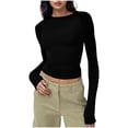 thumbnail image 1 of Womens Long Sleeve T-Shirts Summer Fashion Basic Crop Tops Basic Going Out Outfits Y2k Clothes, 1 of 4