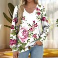 thumbnail image 1 of Womens Long Sleeve T Shirts V Neck Soft Basic Tee Loose Fit Casual Tops Fall Fashion, 1 of 5