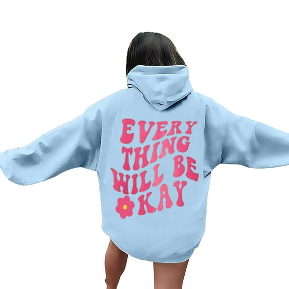 Womens Long Sleeve T Shirts Winter Fall Oversized Hooded Puff Off the Shoulder Hoody Floral Leisure Cotton Sweatshirts Hoodies(Light Blue,XXL)