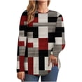 thumbnail image 1 of Womens Long Sleeve T Shirts, Womens Graphic T Shirts Crewneck T Shirts For Women Casual Long Sleeve Tops For Women Fall Geometric Graphic Crewneck Loose T Shirts One Side Layered (Gray,Medium), 1 of 5
