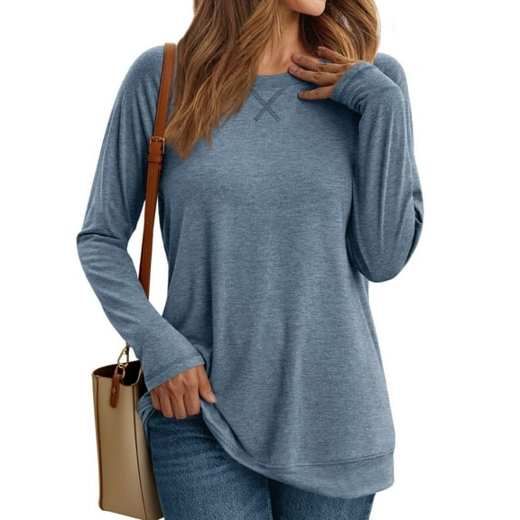 Womens Long Sleeve T Shirts crew Neck Loose Soft Casual Tops Fall Fashion Comfy Tees
