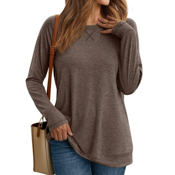 Womens Long Sleeve T Shirts crew Neck Loose Soft Casual Tops Fall Fashion Comfy Tees