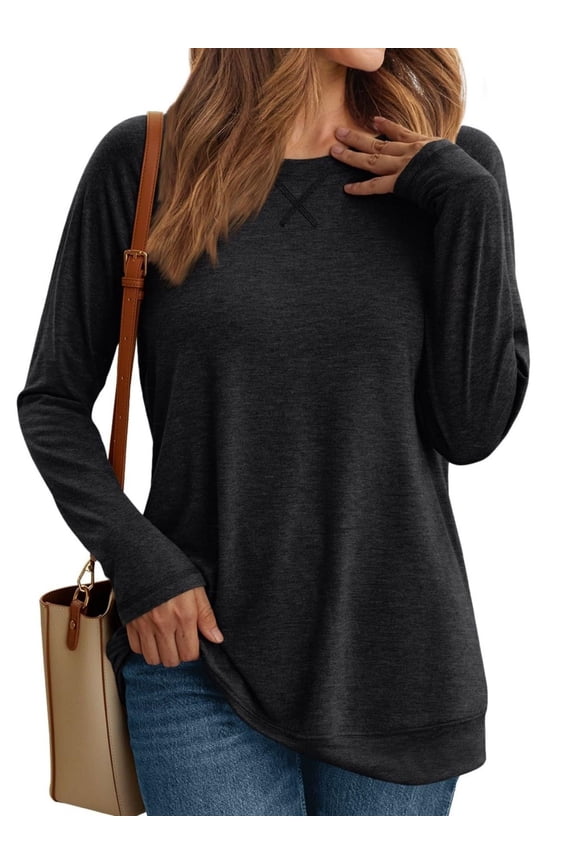 Womens Long Sleeve T Shirts crew Neck Loose Soft Casual Tops Fall Fashion Comfy Tees