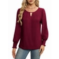 thumbnail image 1 of Womens Long Sleeve Tops Business Casual Blouses Dressy Work Office Summer Flowy Shirt 2025 Trendy Outfits Wine Red XXL, 1 of 8