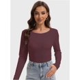 thumbnail image 1 of Womens Long Sleeve Tops Casual Basics Fall Shirts Solid Crewneck T-Shirt, 1 of 6