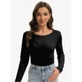 thumbnail image 1 of Womens Long Sleeve Tops Casual Basics Fall Shirts Solid Crewneck T-Shirt, 1 of 6