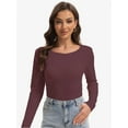 thumbnail image 1 of Womens Long Sleeve Tops Casual Basics Fall Shirts Solid Crewneck T-Shirt, 1 of 6