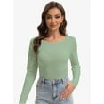 thumbnail image 1 of Womens Long Sleeve Tops Casual Basics Fall Shirts Solid Crewneck T-Shirt, 1 of 6