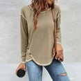 thumbnail image 1 of Womens Long Sleeve Tops Casual Red Long Sleeve Shirt Women Fashion Round-Neck Long Sleeve Solid Patchwork Shirt Blouse, 1 of 6