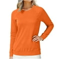 thumbnail image 1 of Womens Long Sleeve Tops Casual Solid Color Crew Neck Base Layer Tee Shirt Comfy Tshirts Spring Fall Clothes (2XL, Orange 01), 1 of 6