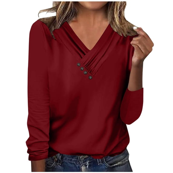 Womens Long Sleeve Tops Solid Color Casual Soft Lightweight Pullover Sweatshirts Workout Tunic Blouse Women's Cotton Tshirts Loose Tees Tops