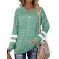 thumbnail image 1 of Womens Long Sleeve Tops Crewneck Sweatshirts Casual Color Block Tunic Tops Pullover, 1 of 8