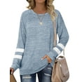 thumbnail image 1 of Womens Long Sleeve Tops Crewneck Sweatshirts Casual Color Block Tunic Tops Pullover, 1 of 8