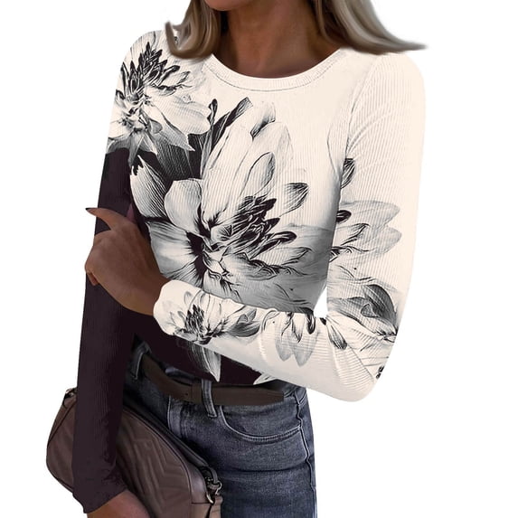 Womens Long Sleeve Tops Dressy 2026 Fashion Casual Loose Tops Chic Spring Fall Pullover