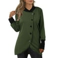 thumbnail image 1 of Womens Long Sleeve Tops Fall Winter Buttons Side Hem Lapel Pullover Sweatshirt, 1 of 4