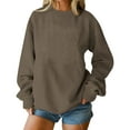 thumbnail image 1 of Womens Long Sleeve Tops Fashion Crew Neck Sweatshirts Solid Color Basic Sweatshirt Casual Trendy Pullover Tops Lightweight Hoodies Fall Winter Outfits, 1 of 7