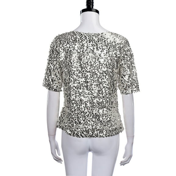 T Shirts For Women Graphic Sequins Sparkle Coctail Party Top Blouse Crop Tops Shirt Tshirts