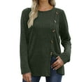thumbnail image 1 of Womens Long Sleeve Tops Lightweight Button Front Slit Tunic（1） Womens Athletic Shirts Short Sleeve Long Sleeve for Women Apparel Short Oversized Tees for Women Ladies Long Sleeve T Shirts Shirt, 1 of 6