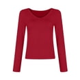 thumbnail image 1 of Womens Long Sleeve Tops Long Sleeve Crew Neck Stretch Slim Fit Workout Long Sleeve Basics Fall Shirts Layering Tight Basic Thermal Tee Streetwear, 1 of 4