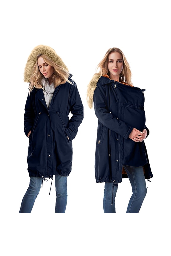 Womens Long Sleeve Tops Maternity Cotton Jacket Winter Long Puffer Down Jacket Parka With Hood With Pockets Cotton Jacket 2025 Winter Clothing For Women