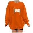 thumbnail image 1 of Womens Long Sleeve Tops Ndbuld Women's Printed Off Shoulder Hoodless Sweatshirt With Round Neck And Long Sleeved Top Orange 2XL, 1 of 3