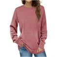 thumbnail image 1 of Womens Long Sleeve Tops Plain Solid Color T Shirts Casual Round Neck Sweatshirt Shirts Pullover Tunic Tops for Leggings Womens Clothing Cheap, 1 of 7