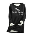 thumbnail image 1 of Womens Long Sleeve Tops Plus Size Fall and Winter Thickened Plush Pullover V Neck Solid Warm Casual Loose Tops with Pockets,Black 2,S, 1 of 3